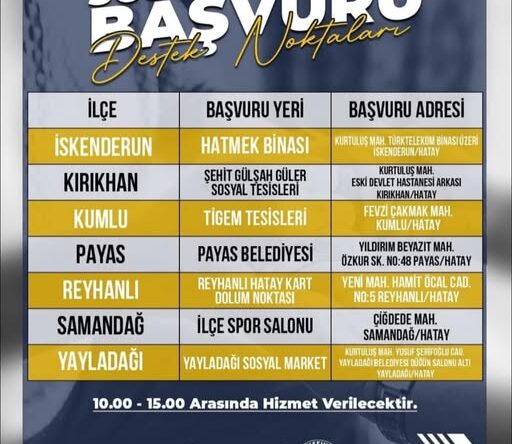 Hatay Büyükşehir Belediyesi Sosyal Yardım Başvuruları Başladı