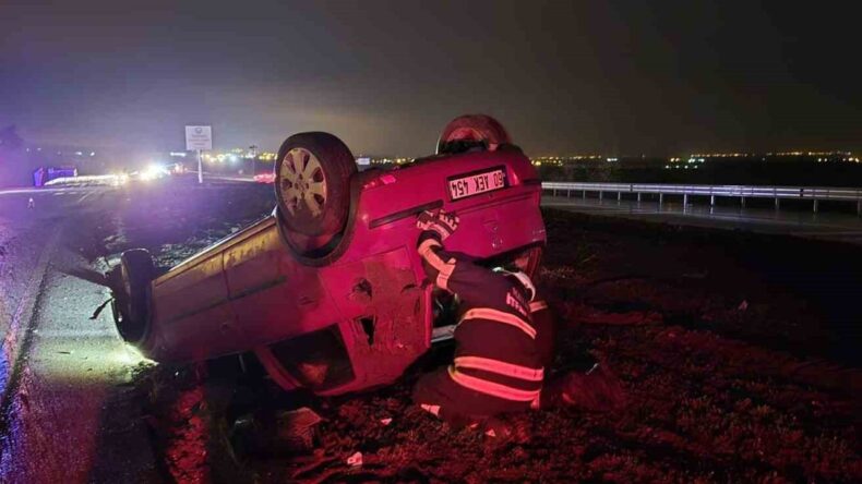 Ters Dönen Otomobilde İki Kişi Yaralandı