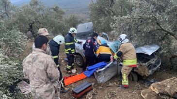 Altınözü’nde Zeytinliğe Uçan Otomobilin Sürücüsü Yaralandı