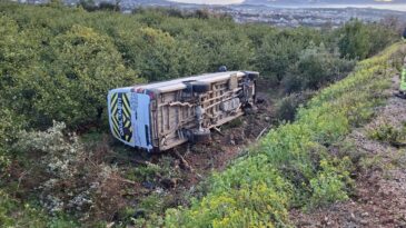 Hatay’da Ağaçlık Alana Devrilen Öğrenci Servisinde 9 Kişi Yaralandı