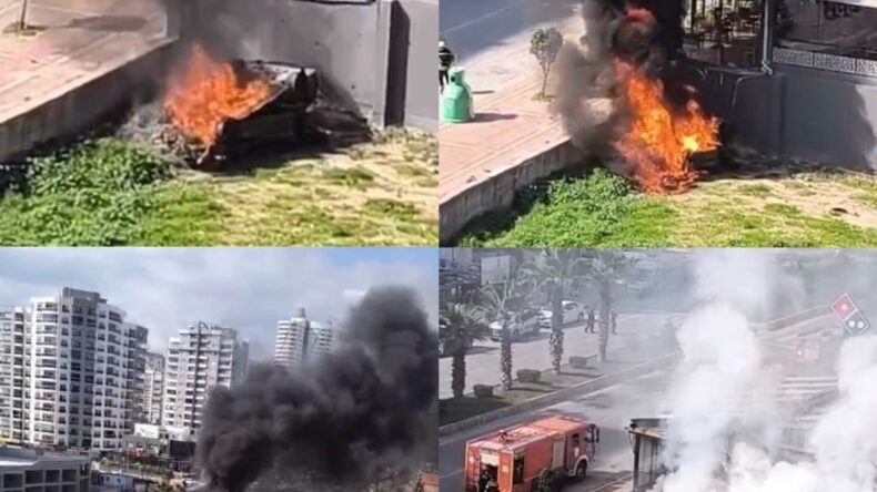 Mersin’de Otomobil Yangını: İş Yerine Çarpan Araçta 1 Yaralı