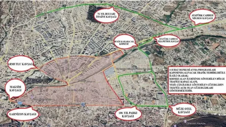 Hatay’da 6 Şubat Anma Programı İçin Yollar Kapatıldı: İşte Açık Güzergahlar