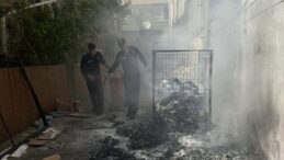 Feke’de atıkların toplandığı alanda çıkan yangını polis söndürdü